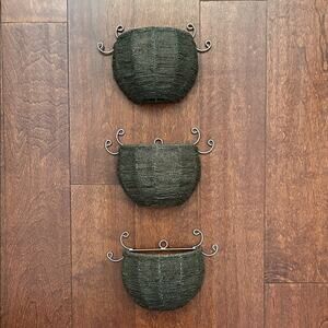 Urban Outfitters Grayish Blue Beaded Wall Mount Tea Light Sconces, Set of Three